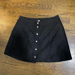 H&M Black Suede A-Line Miniskirt